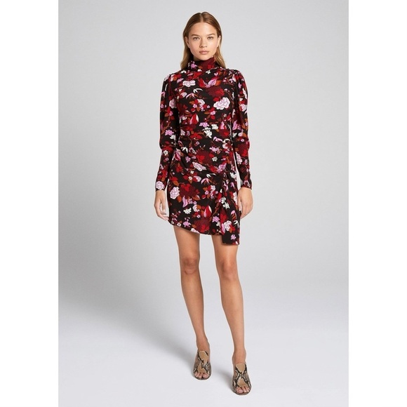 A.L.C. Dresses & Skirts - A.L.C Marcel Long Sleeve Ruched Silk Mini Dress Size 4​​​​